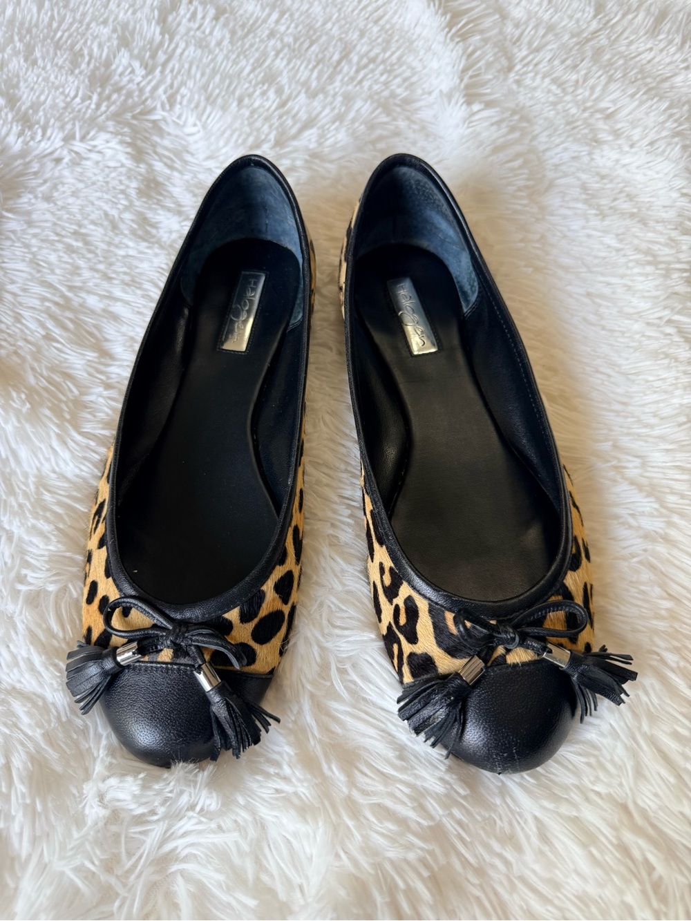 Halogen Leopard Print Tassel Ballet Flats - Black & Tan
